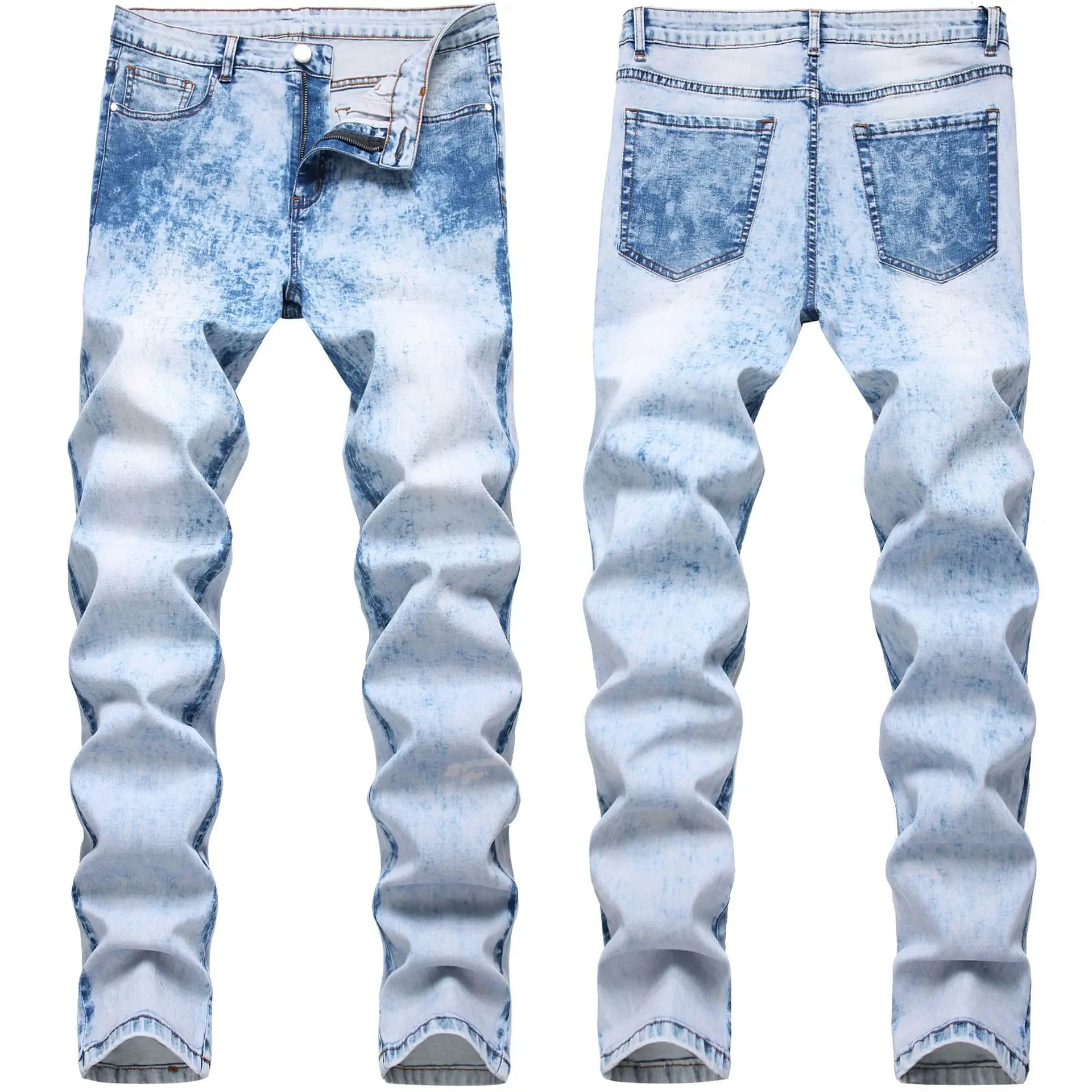 

2023 Men's Skinny Stretch Snowflake Jeans Youth Original Design New Jeans