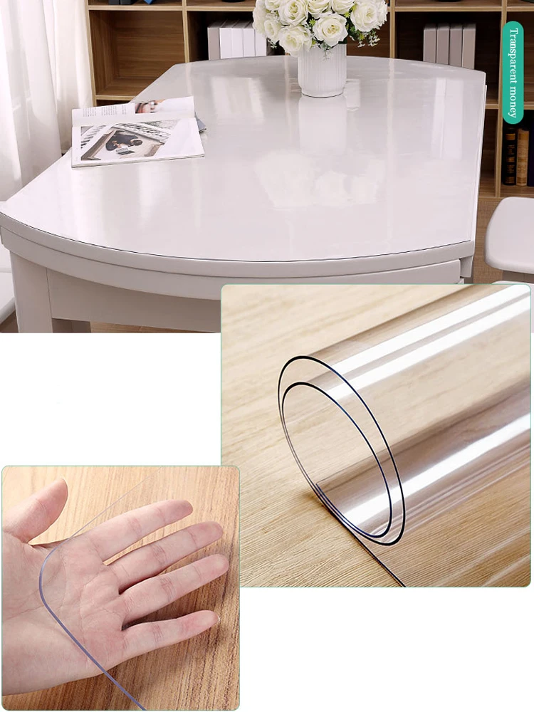

Transparent soft glass PVC tablecloth waterproof oil proof scald proof washable tabletop protective film tea table crystal plate