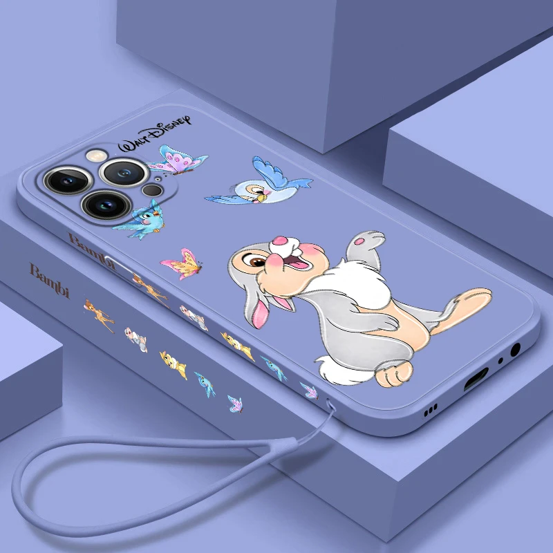 

Bambi Anime Cute For Apple iPhone 14 13 12 Mini 11 Pro XS MAX XR X 8 7 6S Plus Liquid Left Rope Soft Phone Case Coque Capa Cover