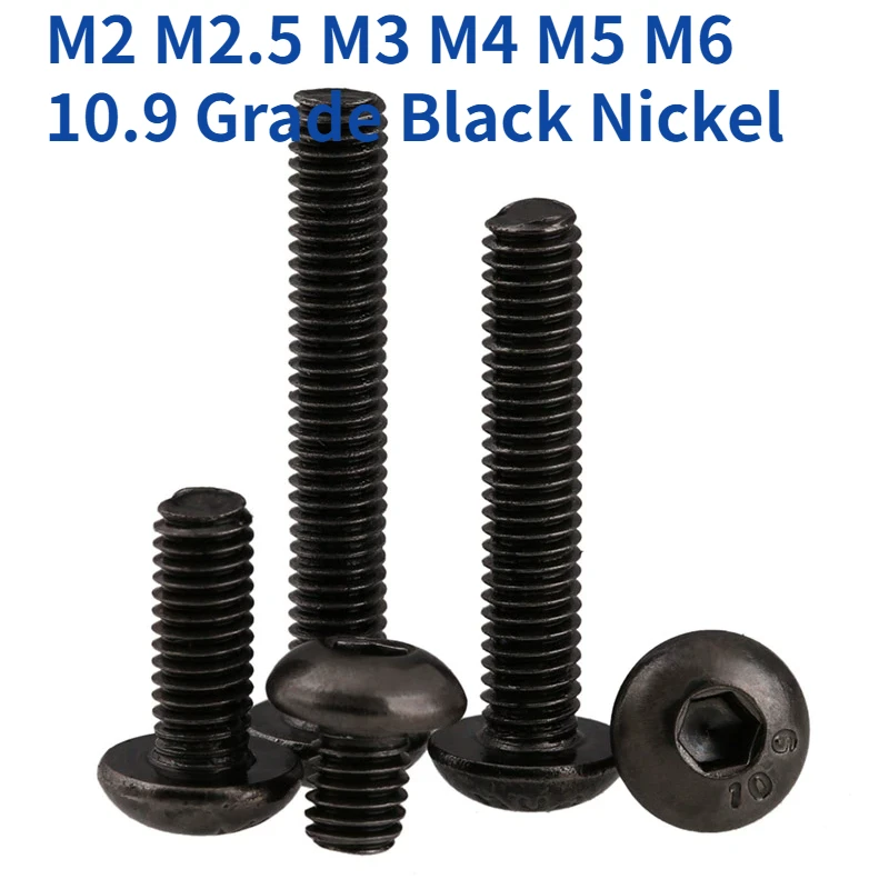 

M2 M2.5 M3 M4 M5 M6 10.9 класс углеродистая сталь черный никель круглая головка шестигранный гнездовой винт шестигранный болт