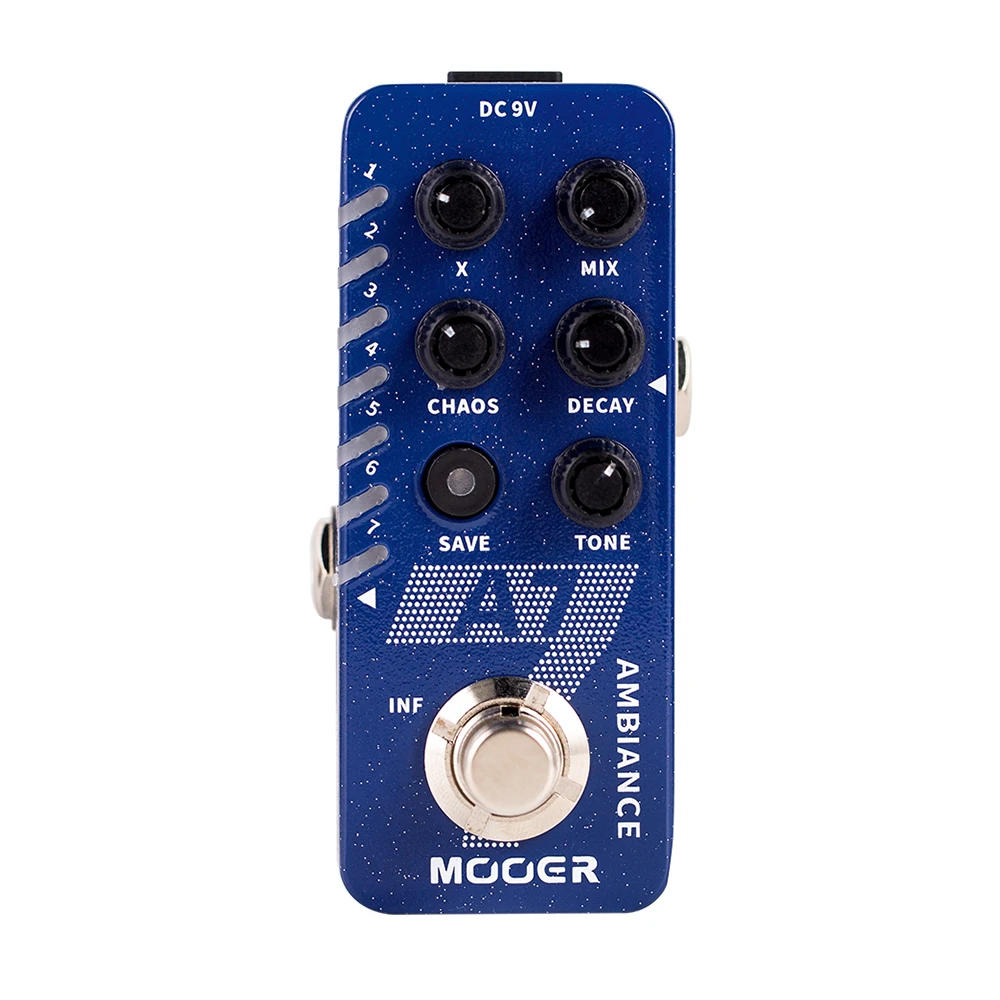 

MOOER A7 Ambiance Reverb Guitar Effect Pedal Built-in 7 Reverb Effects Infinite Trail Function Buffer Bypass or True Bypass