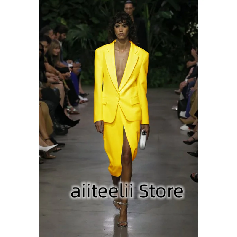 Women's 2-piece Suit Fashionable Solid Color Casual Single Breasted Deep V-neck Slim Fitting Suitable for Business Elegant 2023