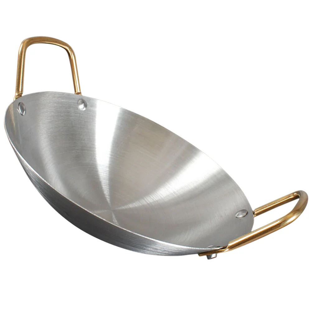 

Pan Pot Wok Steel Stainless Dry Fry Deep Cooking Stir Nonstick Frying Household Griddle Grill Noodle Saute Chinesekitchen