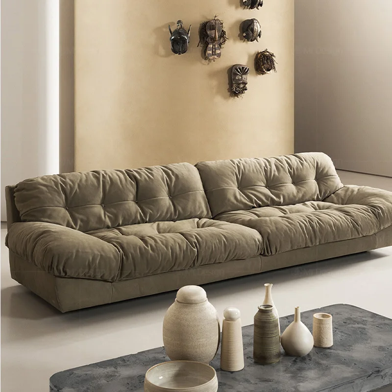 

Louis Fashion Ltalian Baxter Cloud Frosted Cloth Sofa Three Person Down Sofa Ltalian Minimalist Ins Style Small House Type Sofe