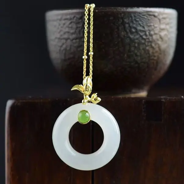 

2023 New Pendant for Women Silver Set Jade Lily Jade Necklace for Women Simple Birthday Gift for Mother