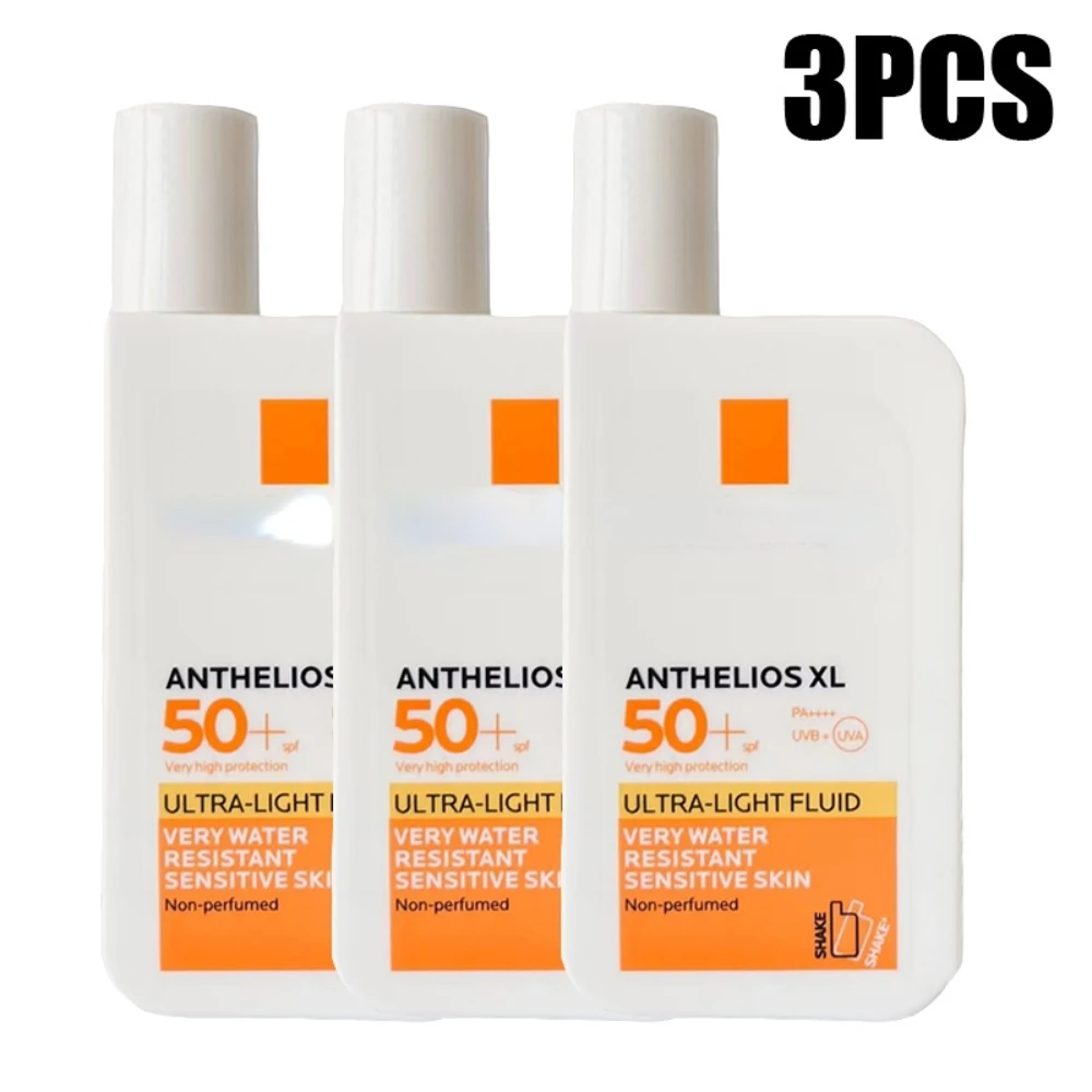 

3PCS La Roche Sunscreen Anthelios Invisible Fluid SPF50 Anti-UV Face Sunscreen Oil-Free Ultra-Light Fluid Body Sunscreen