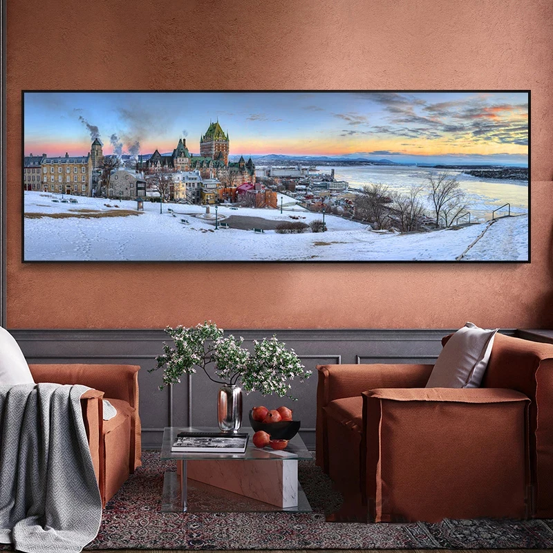 

Пейзаж, декоративные фотографии, городской Снежный пейзаж, холст, живопись, современная настенная фотография для гостиной, украшение для дома