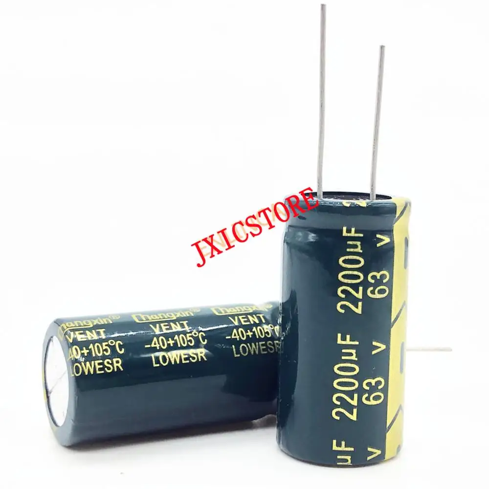 

6 шт./лот 63 в 2200 мкФ 18*35 высокочастотный низкоимпедансный алюминиевый электролитический конденсатор 2200 мкФ 63 в 20%