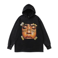 men harajuku sweatshirt hoodie portrait tears graphic printed hoodie hip hop washed sweatshirt oversize men cotton streetwear