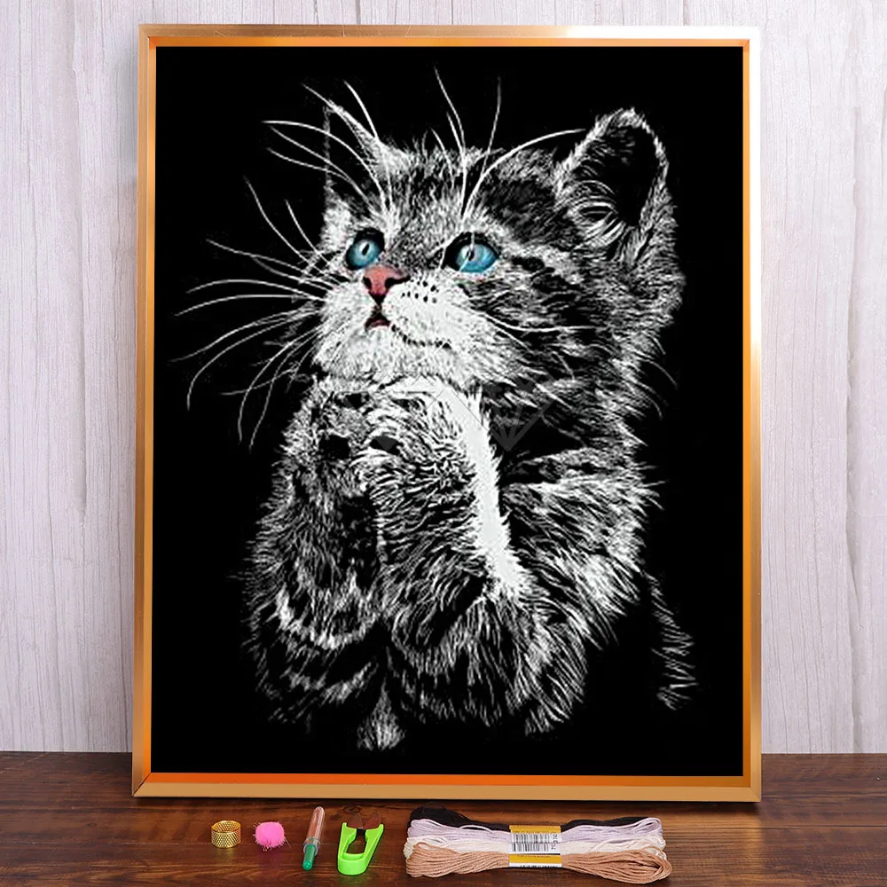 

Dark Animal Horse Dog Cat Lion Tiger Fox Printed Canvas 11CT Cross-Stitch DIY Embroidery Set DMC Threads Handiwork Jewelry