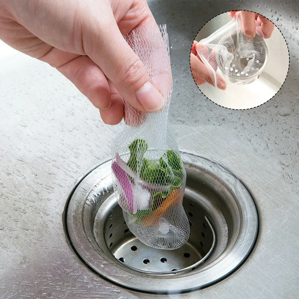 Одноразовые сетчатые мешки для фильтрации раковины 100 шт. слива в канализацию