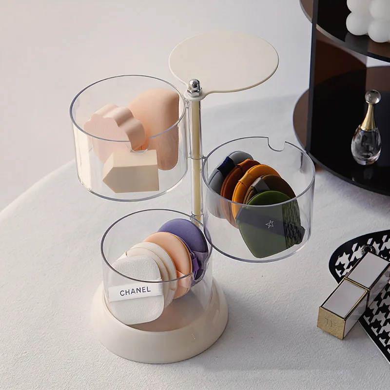 

Transparent 360° Rotating Cosmetic Cotton Storage Box Dressing Table Makeup Remover Cotton Desktop Storage with Cover Dust proof