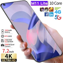 2022 M11 Lite Smartphone Global Version 7.2Zoll 5000mAh celulares smartphone 16+512GB Handys Entsperrt cell phones 5G telefone
