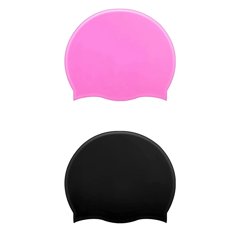 

ELOS-2 Pcs Kid Swim Cap Silicone Swimming Cap For Long Braids And Dreadlocks Swimming Hat Toddler Girls Boys Kids Teens