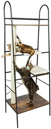 

Cat Climber | Multi-Purpose Pet Furniture w/Tall Scratching Post & Cat Hammock | Multi-Level Cat Scratcher Great for Pet Sto