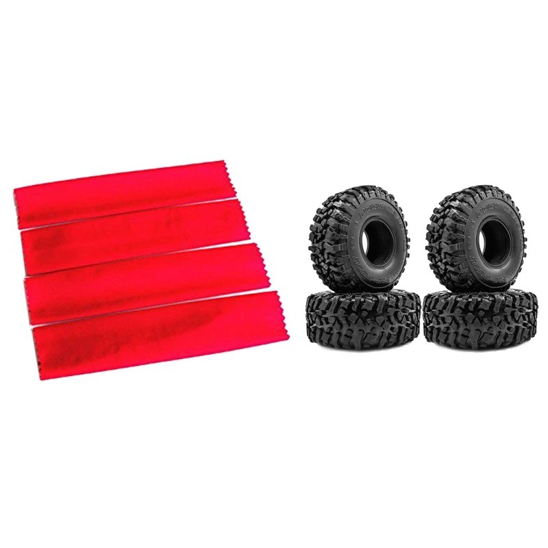 

2 Set RC Car Part: 1 Set Dust Proof Shock Absorber Cover Guard & 1 Set 120Mm 1.9 Rubber Rocks Tyres Wheel Tires