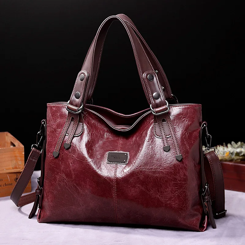 2023 New Fashion Casual Tote Bag Women Handbags Soft Leather Shoulder Bags Vintage Big Capacity Crossbody Hand Bag For Ladies images - 6