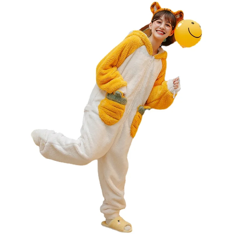 Winter thickening coral fleece pajamas women Flannel  onesie women sexy cute cartoon warm sweet jumpsuit