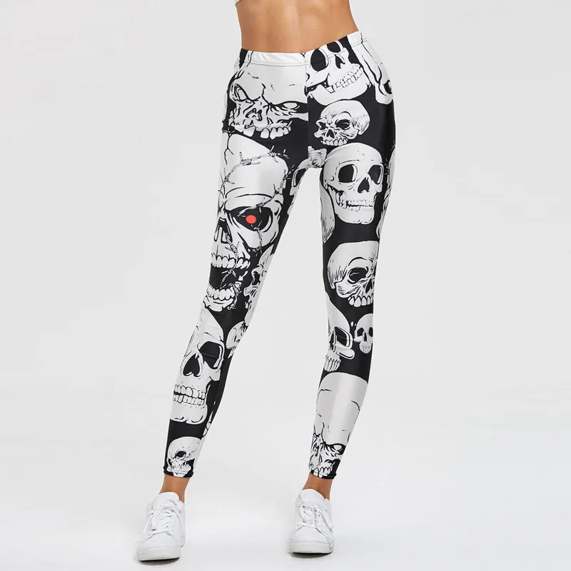 

Punk Style Skull Leggings Women Printed Leggings High Waist Sports Skinny Workout Fitness Leggings New Mujer Pants