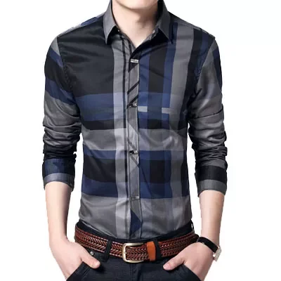 

Рубашка мужская в полоску, 100% хлопок, с длинным рукавом, размеры до 4XL