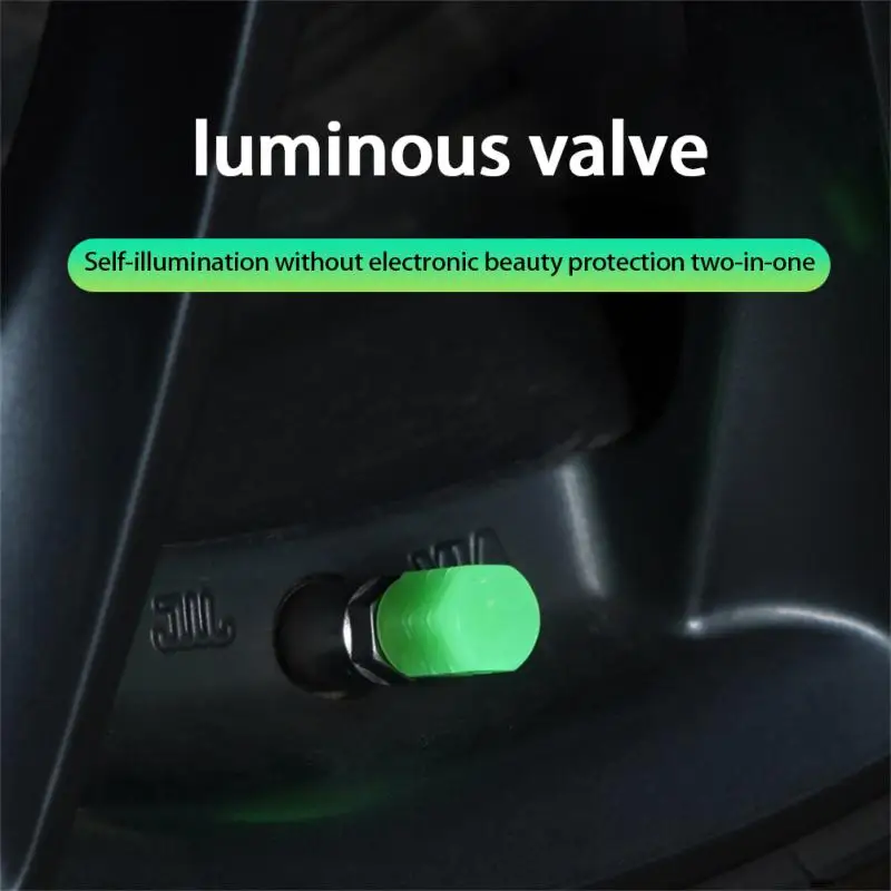

4 PCS Tire Valves Caps Luminous Stem Caps Car Motorcycle Bike Wheel Hub Glowing Valve Cover Illuminated Valves Nozzles Car Acces