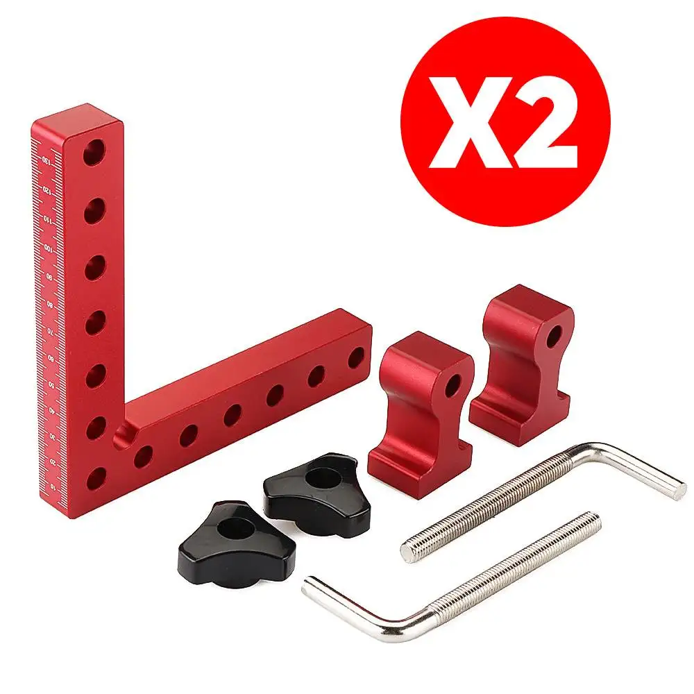 

90 Degrees L-Shaped Auxiliary Fixture Woodworking Aluminum Square Right Angle Clamping Positioning Panel Fixing Clips Tools
