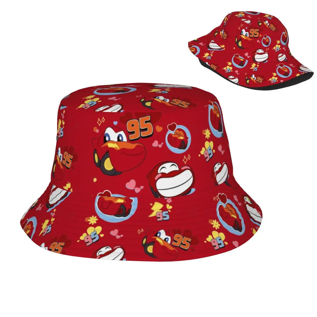 Панама с молнией для мужчин и женщин двусторонняя хлопковая мультяшным рисунком