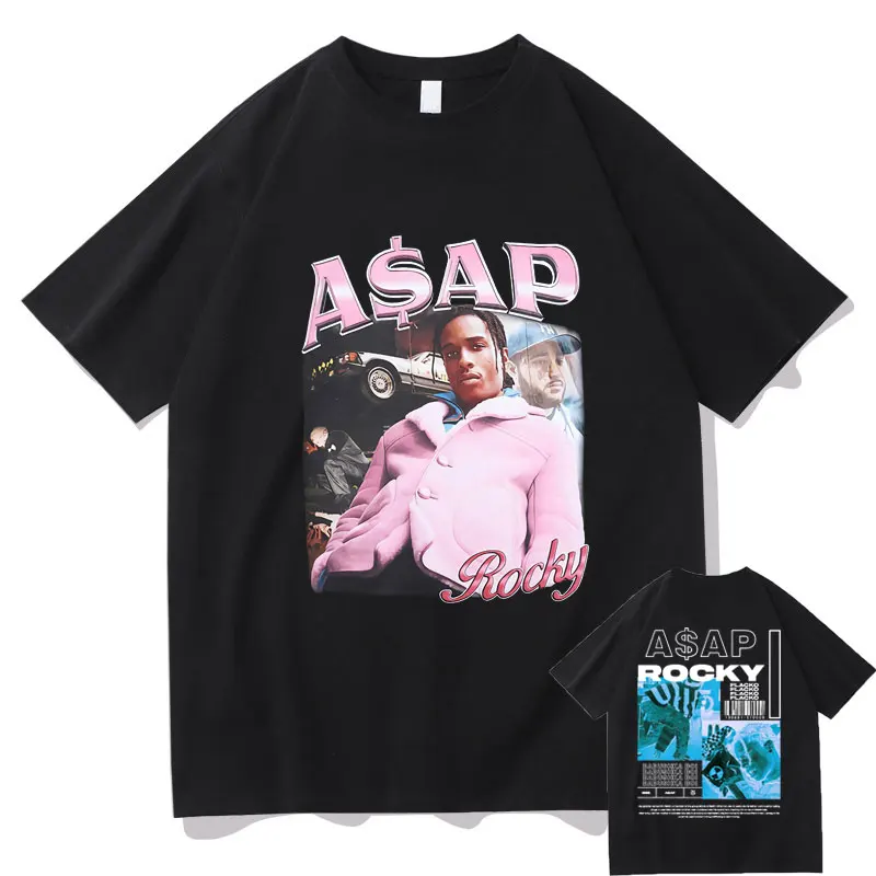 

Awesome ASAP Rocky Portrait Graphic Aesthetics Tshirt Male Fashion Casual Tee EU Size T Shirt Men Women Hip Hop Cotton T-shirts