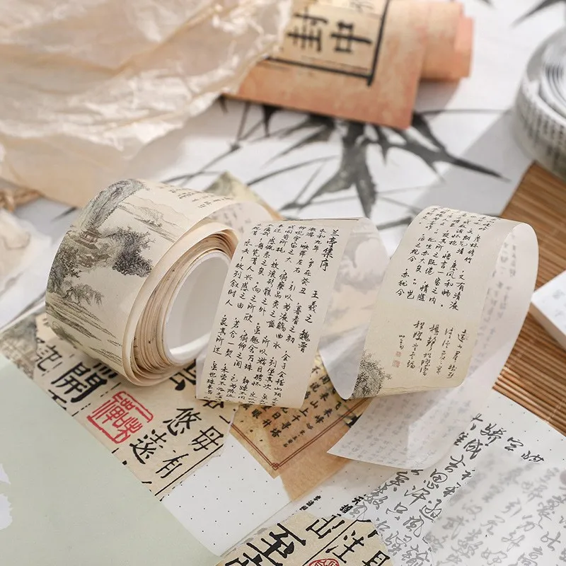 

Vintage Washi Tape Chinese Culture Style Masking Tape Classical Chinese Poetry Style Decor Sticker For DIY Art Craft Scrapbook