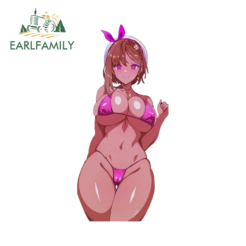 EARLFAMILY 13 см x 6 Зеркальные автомобильные наклейки Klaudia Bunny Girl NSFW розовые зеркальные