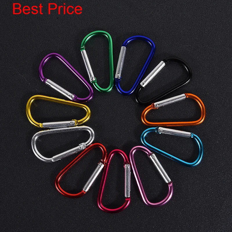

500Pcs D-type Mountaineering Buckle Aluminum Alloy Outdoor Buckle Water Bottle Buckle Multi-functional Quick Hanging Buckle