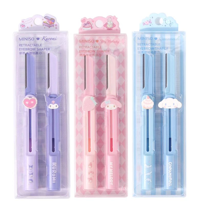 

Kawaii Sanrio My Melody Kuromi Cinnamoroll Girl Portable Eyebrow Shaving Knife Beginner Retractable Eyebrow Trimmer Girl Gift