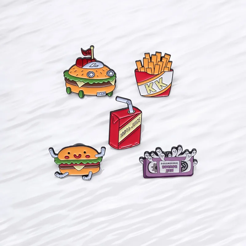 Милая коллекция фаст-фуда эмалированные булавки на заказ Live Fast картофель фри