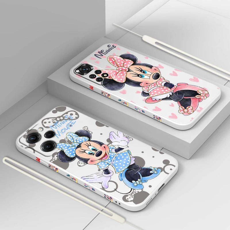 

Cute Pink Minnie For Xiaomi Redmi Note 12 11 11T 10 10S 9 9S 9T 8 8T 7 Pro Plus Speed Liquid Left Rope Phone Case Coque Capa