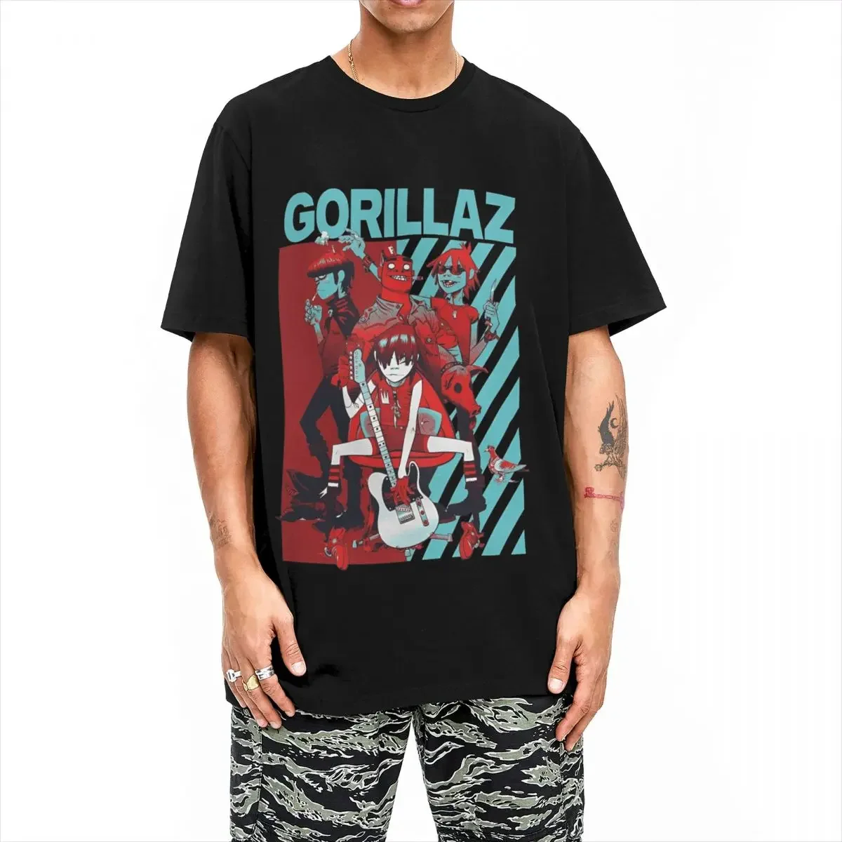 Винтажная футболка Gorillaz Virtual Band из 100% хлопка новейшая трендовая в стиле аниме для