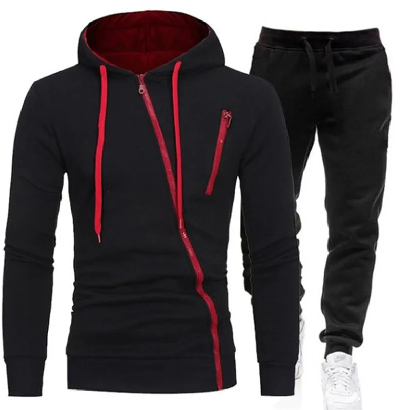 

Herfst Mannen Trainingspakken 2 Stuk Capuchon + Broek Sport Pak Mannen Trui Rits Hoodie Herenkleding pak Sportkleding Maat M-4Xl