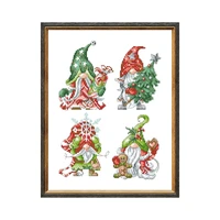 gnomes and christmas cross stitch package kits 18ct 14ct 11ct unprint canvas cotton thread embroidery diy handmade needlework