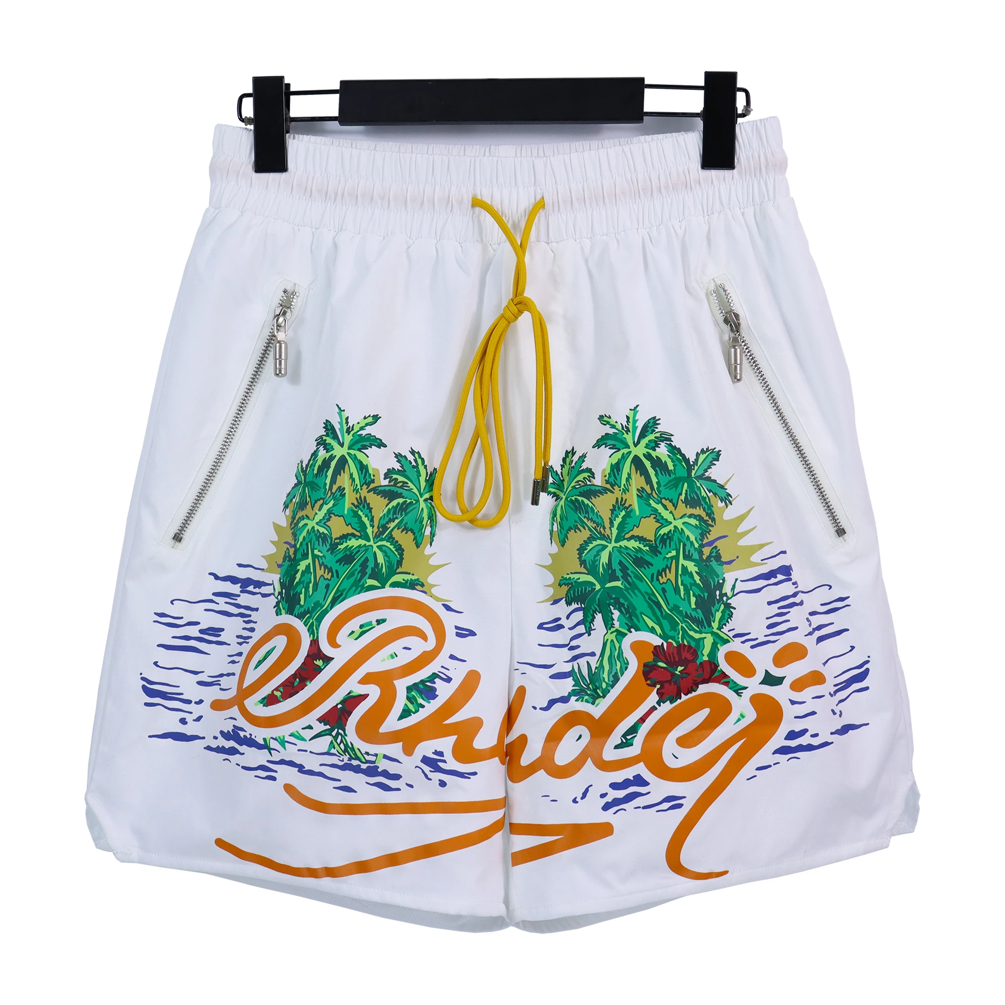 RHUDE 23ss Summer New American Fashion Brand Coconut Water Splash Letter Print Loose Relaxed Sports Shorts
