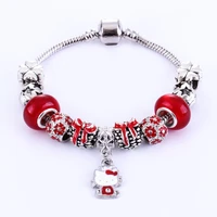 hello kitty red kitty bow beaded bracelet hello kitty diy alloy electroplated bracelet ornament gifts