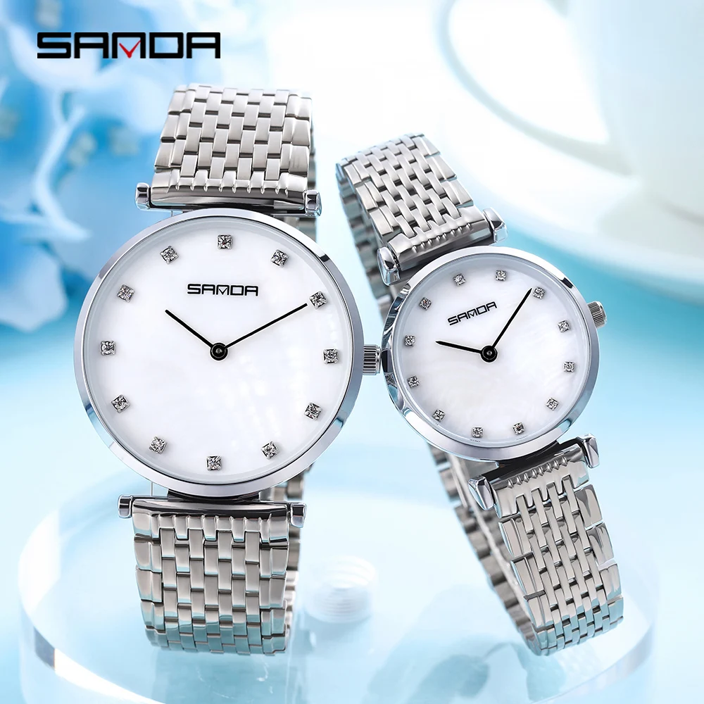 SANDA Couples' Watch Original Luxury Thin Men and Women'S Watches Fashionable Quartz Bracelets Clock Gift Female Wristwatch