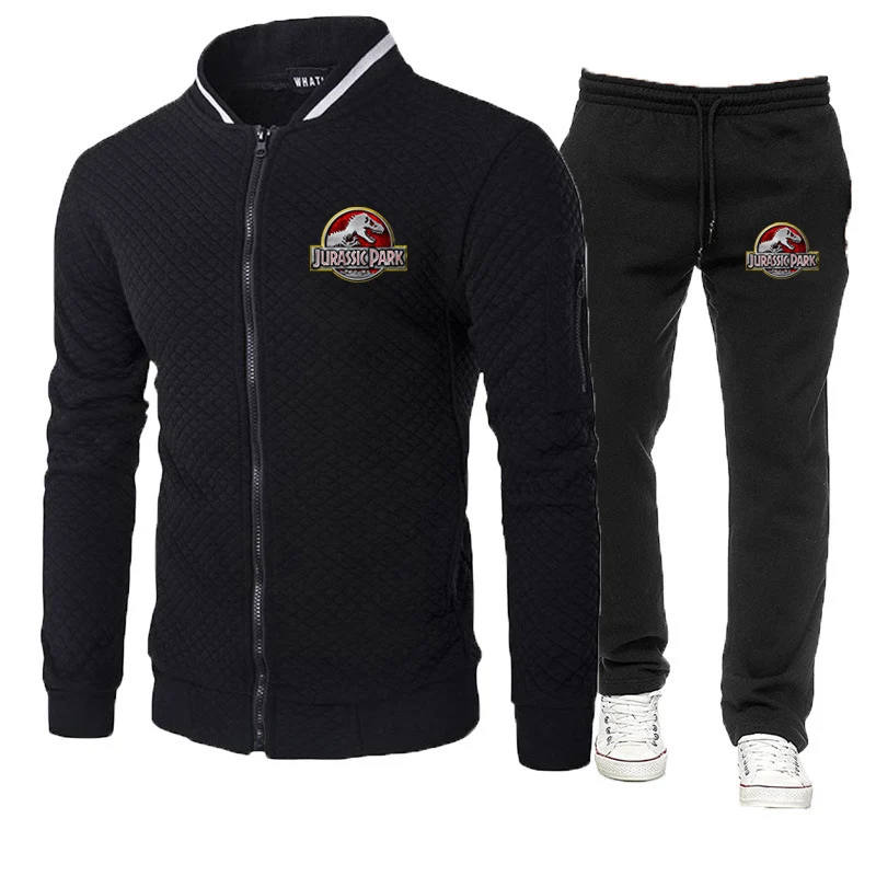 

Men's Jurassic Park Printed Tracksuit Sets Sweatshirts Hoodies Jackets Outfit Sets New Casual 2PCS Sweatpants Suit Clothing