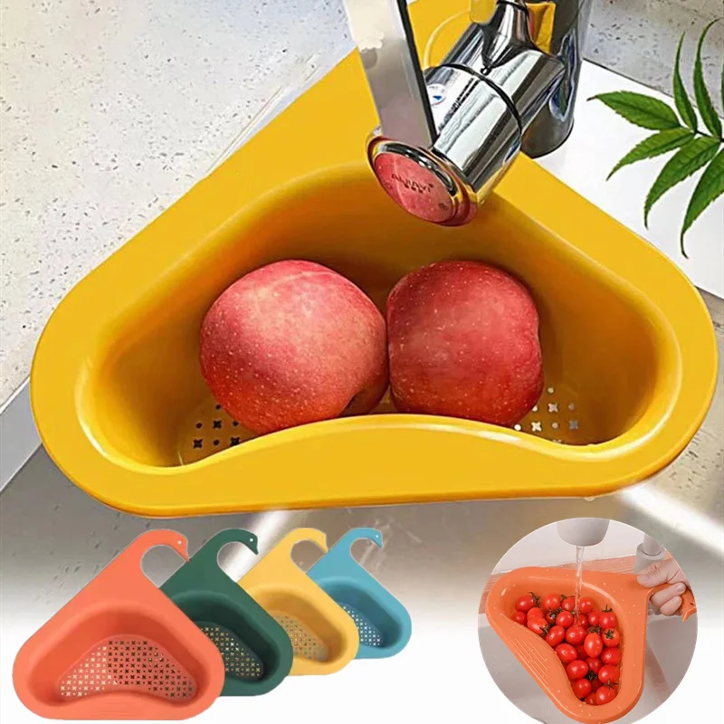 

Kitchen Sink Filter Rack Swan Shape Multifunctional Storage Basket Triangle Hanging Drain Basket Drain Rack Kitchen Supplies