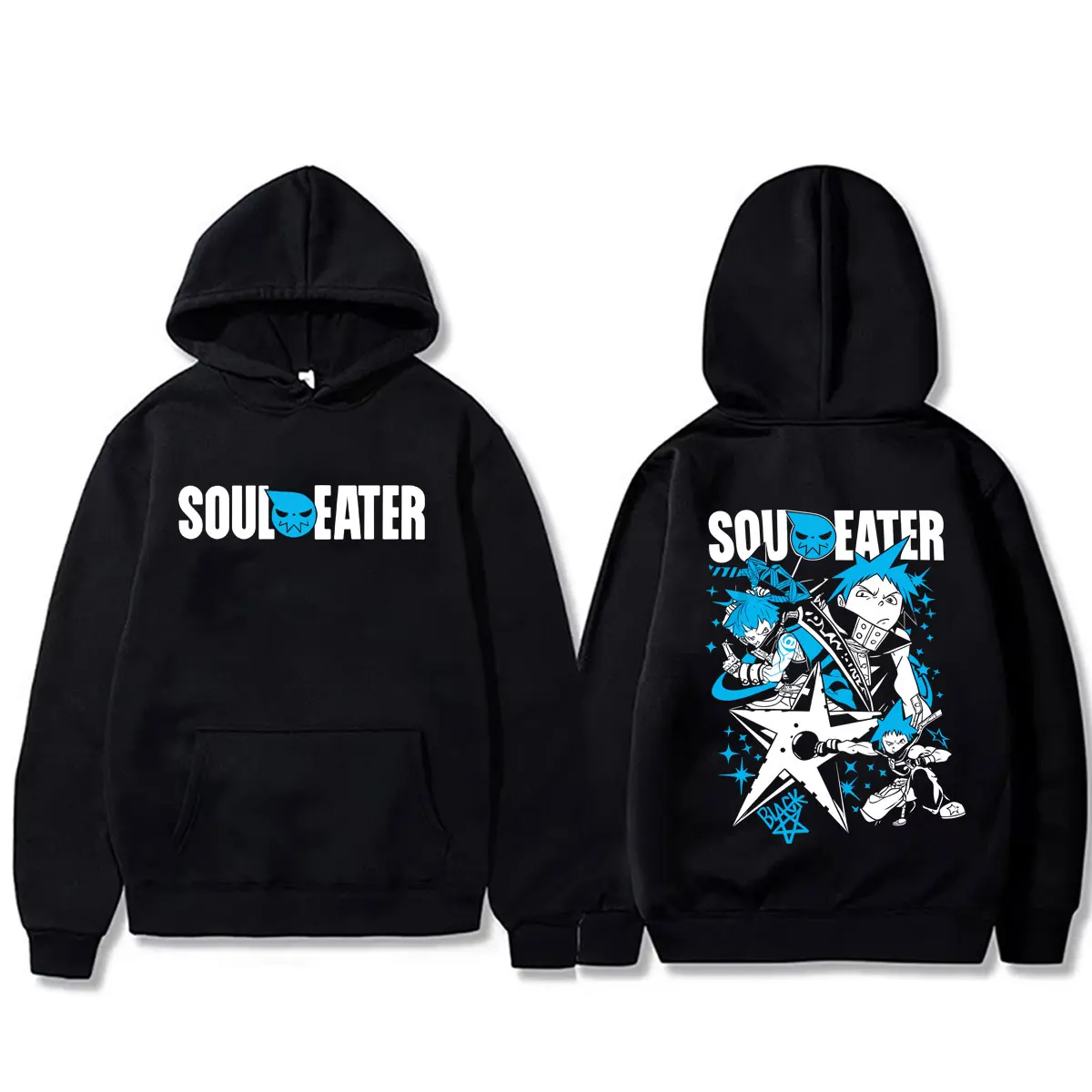 Фото Худи с графическим принтом Anime Soul Eater Black Star, модная повседневная толстовка унисекс в стиле оверсайз, уличная одежда, пуловер с манга-принтом №3
