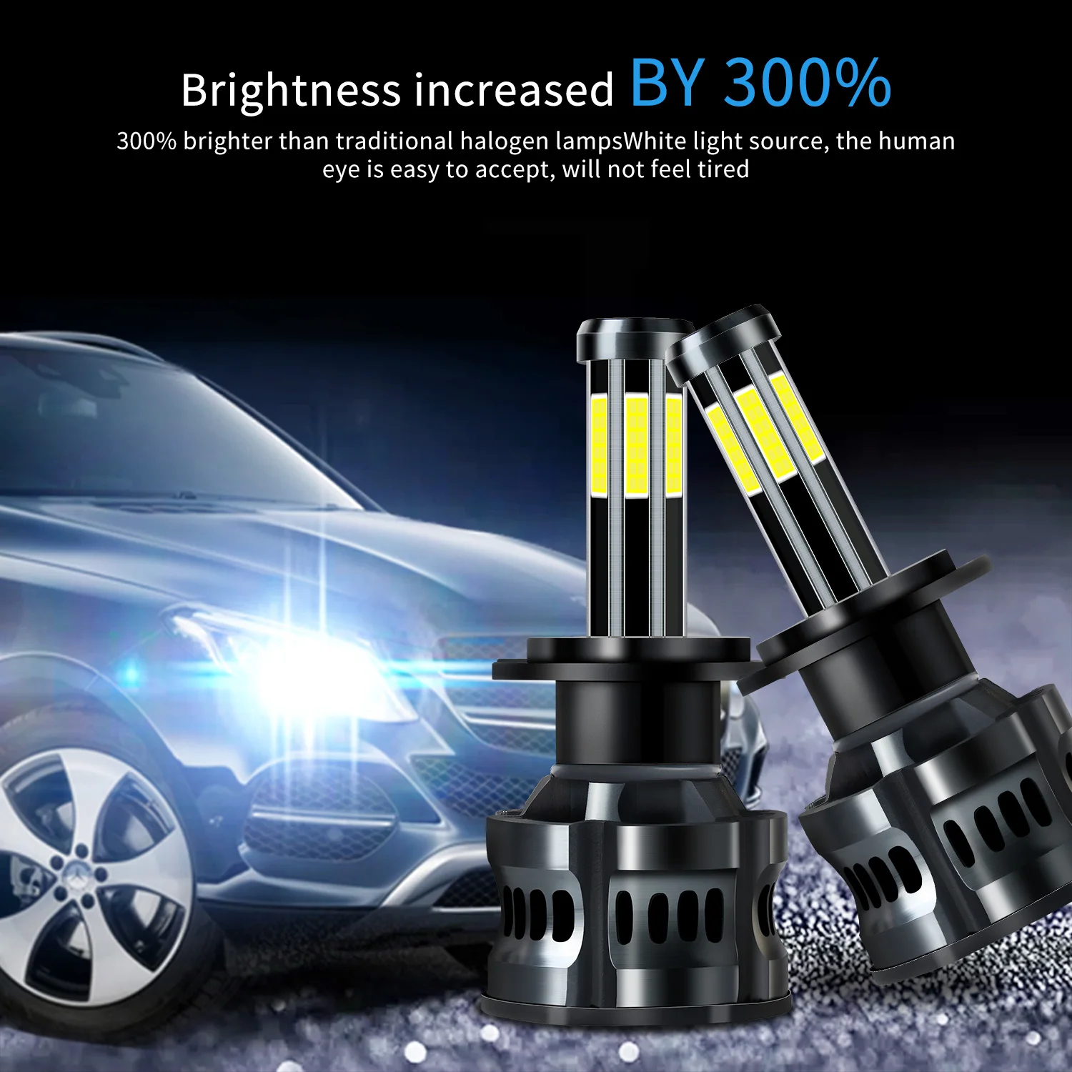 

360 Degree 8-sided Illuminated COB Bead LED Car Headlights 12V 50W H1 H3 H4 H7 H11 880 881 9005 9006 Modified Auto Bulbs