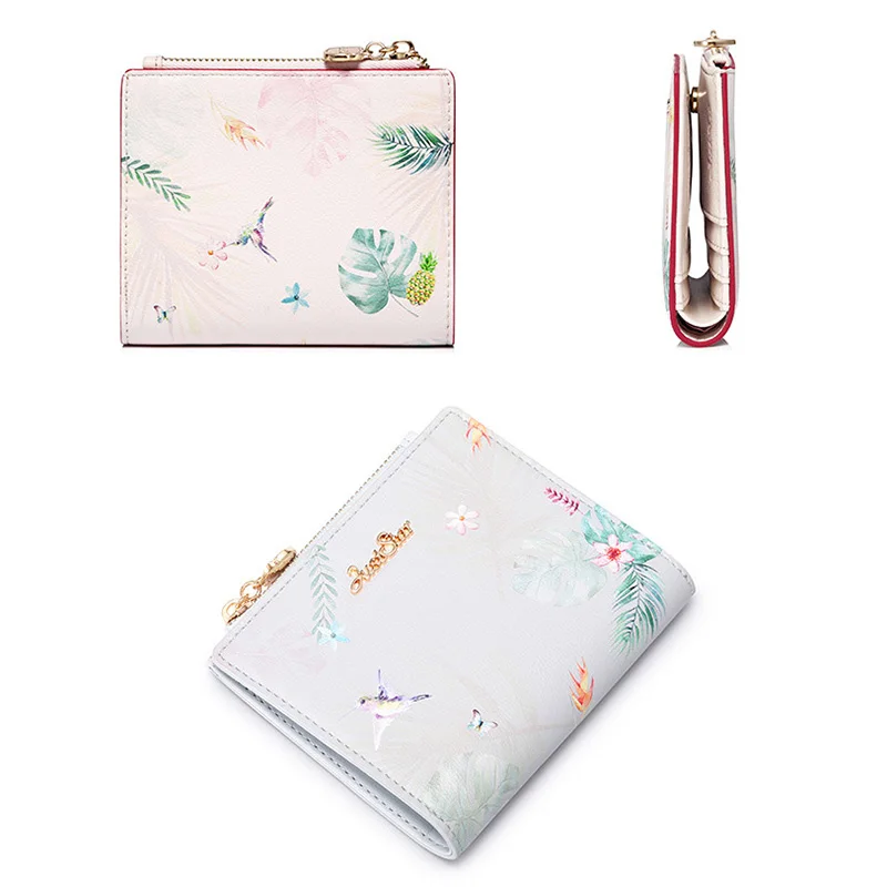 Oushina Print Wallet Women'S 2022 New Fashion Short Style Korean Version Popular Women'S Niche Design Folding Zipper Wallet