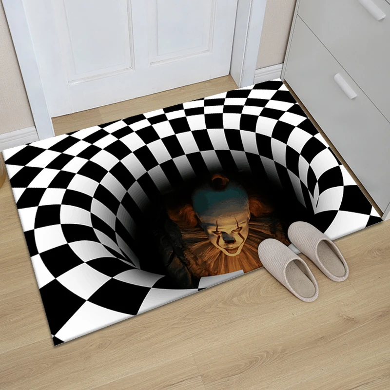 ZK20 Clown Trap Visual Carpet Living Room Bedroom Coffee Table Mat 3D Geometric Three-Dimensional Illusion  Halloween Decoration
