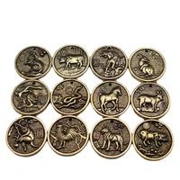 twelve constellations zodiac coin good luck to you chinese fengshui coins collection car ornament home decor manual diy supplies