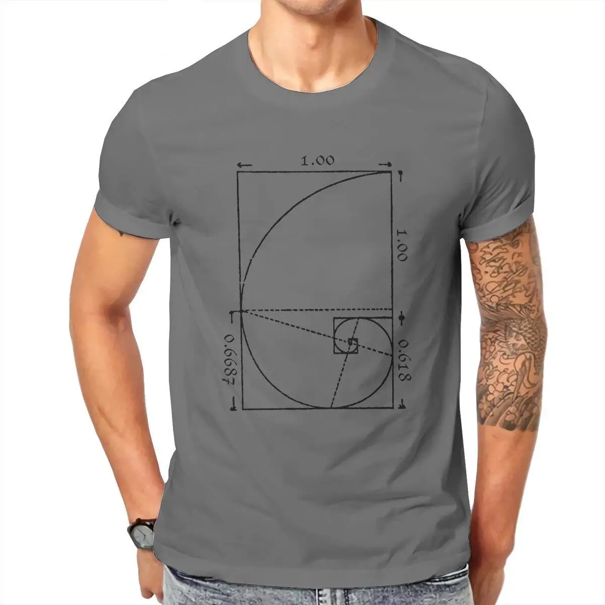 The Golden Spiral  T Shirts Men's  100% Cotton Vintage T-Shirt Crewneck Math Lovers Tee Shirt Short Sleeve Clothing 4XL 5XL 6XL