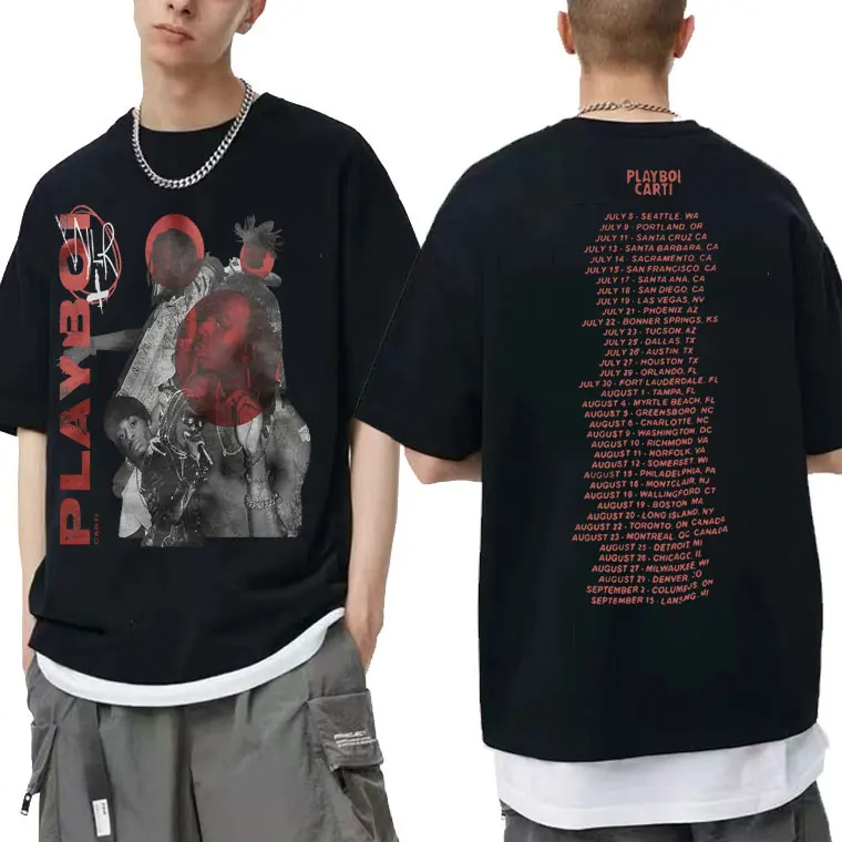 

Горячая Распродажа Rapper Playboi Carti WLR, футболка с графическим принтом, стандартные мужские брендовые футболки в стиле хип-хоп, свободная футболка унисекс с коротким рукавом