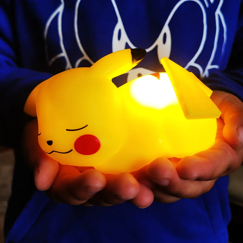 Pikachu Children's Bedroom Night Light Environmental Vinyl Bedside Lamp Children Accompanying Luminous Pokémon Toys Gifts